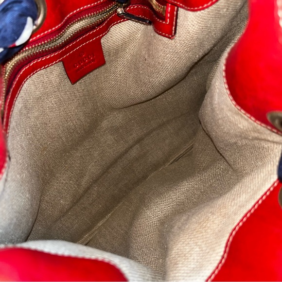 Gucci: Positano Scarf Multicolour Monogram Canvas and Leather Hobo Bag - Picture 8 of 16